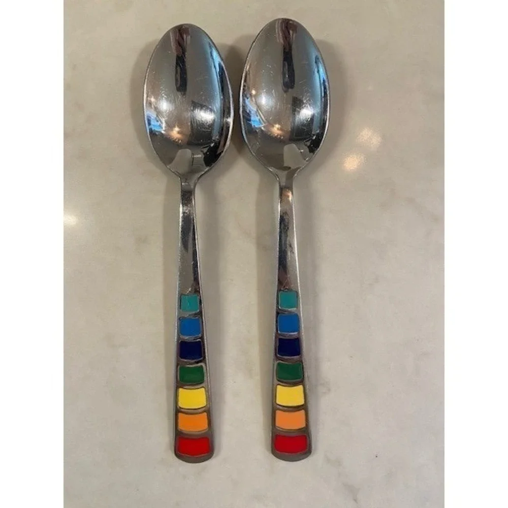 Fiesta Celebration Rainbow Stripe Tablespoons Stainless Steel Set of 2 8 Inch